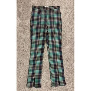 Urban Outfitters Tessa Plaid Notched Cropped High-Waisted Pants